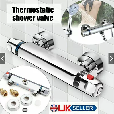 £24.99 • Buy Thermostatic Exposed Bar Shower Mixer Valve Tap Chrome Bottom 1/2  Outlet Modern
