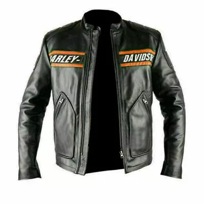 WWE Bill Goldberg Harley Davidson Motorcycle Vintage Biker Black Leather Jacket • $152.99