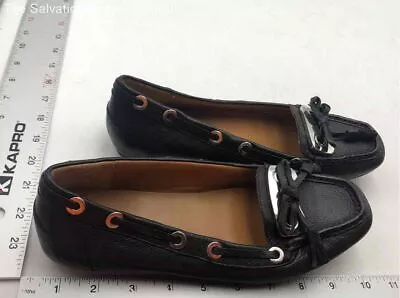 B Makowsky Womens Black Leather Square Neck Slip-On Boat Shoes Size 7.5 • $5.99