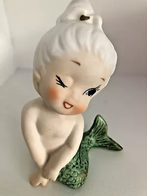 Vintage Winking Mermaid Ceramic Bisque Adorable Made In Japan EXCELLENT! • $79