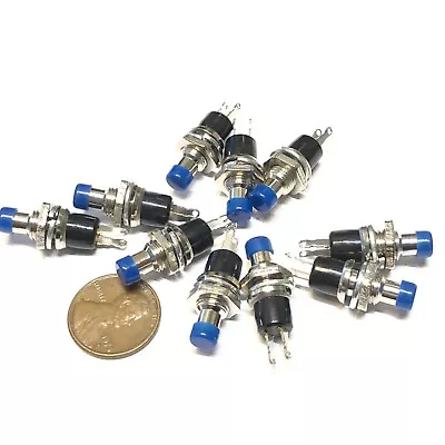 10 Pieces NC Blue Normally Closed Mini Push Button Momentary OFF ON Switch A2 • $18.19