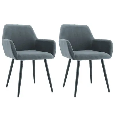 $187 • Buy 2PK Ovela Paige Velvet 76.5cm Dining Chairs Set Home Kitchen Furniture Charcoal