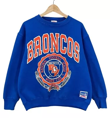 Vintage 80's Denver Broncos Big Logo Crewneck Sweatshirt Women’s Medium • $34.99