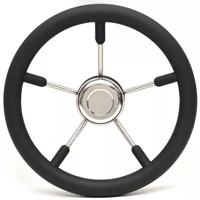 Boat Steering Wheel With Cap  | 14 Inch Black Foam Stainless Steel • $87.87