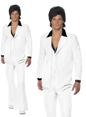 John Travolta Mens 70s Eurovision Fancy Dress Costume 1970s Fever • £29.99