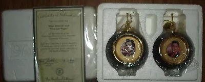 Bradford Elvis Gold Heirloom Ornaments - Blue Hawaii & Viva Las Vegas W/Box COA • $29.99