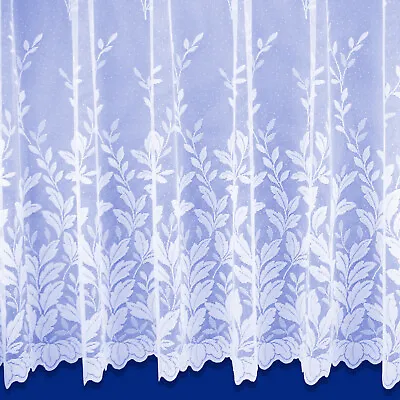 £7.48 • Buy White Leaf Patterned Julia Net Curtain Slot Top - Sold In Set Sizes - Free Post
