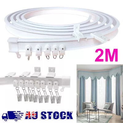 2M Caravan Curtain Track Flexible Bendable Rod Rail Ceiling Window Straight Bay • $21.59