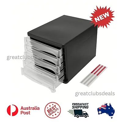 Desktop 5 Tray File Organiser Desk Top Tray Storage Drawer Home Office A4 Paper • $24.40
