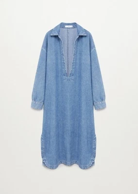 $51 • Buy M.n.g Mango | V Neck Denim Dress Tunic Dress | Size S | Great Condition