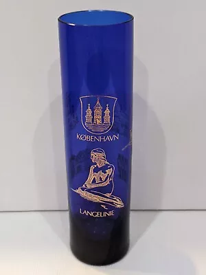 Kobenhavn Copenhagen Cobalt Blue Glass Bud Vase Little Mermaid Landmarks Denmark • $14.99