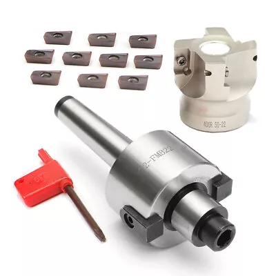 $31.99 • Buy MT2 M10&50mm Face End Mill Cutter+10 Pcs APMT1604 Carbide Insert Wrench CNC S8X3