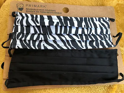 2 Pack Fabric Reusable Zebra And Black Facemasks • £5