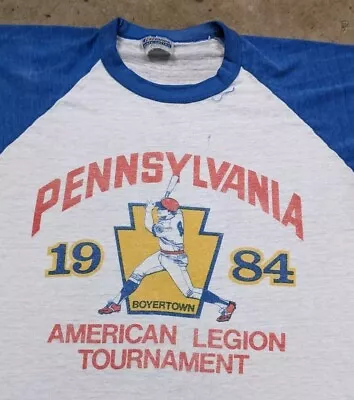 Pennsylvania Baseball Vintage 80s Paper Thin 50/50 Blend Distressed Shirt Medium • $35