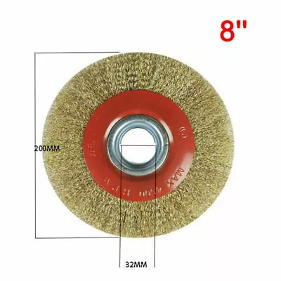 Rust Dirt Polish Brass Plated Steel Wire Brush Wheel 8″ 200mm For Bench Grinder • $23.99