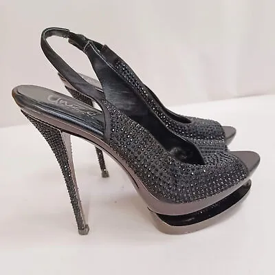 Unze Couture Peep Toe High Heel Part Shoes Sandle For Women Black UK 6 Good • £20