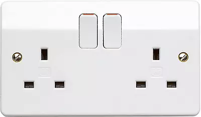 MK Logic Plus Double Socket (K2747 WHI DP) 13A 2 Gang In White With Inherent A • £7.12