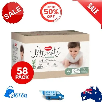 $47.39 • Buy Huggies Ultimate Size 4 Toddler 10-15kg Nappies Jumbo 58pk For Boys And Girls
