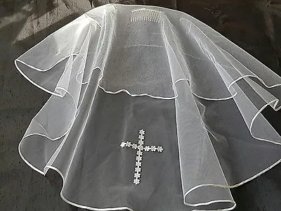 £13 • Buy Traditional Communion Veil With Daisy Cross