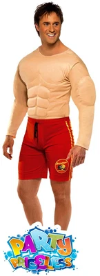 £33.99 • Buy Baywatch Lifeguard Costume Padded Muscle Chest Mens 90s Fancy Dress Outfit Stag