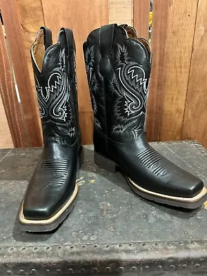 Rio Grande Boots Santa Fe RF-01 Men’s Black Leather Western Cowboy Boots Size 9 • $79.99
