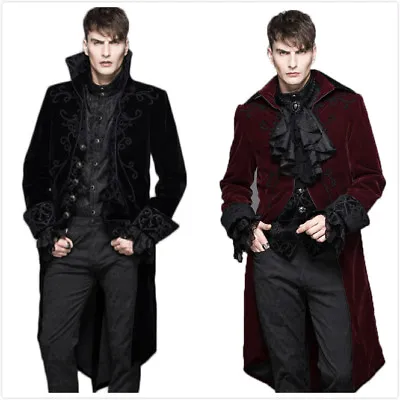 Devil Fashion Mens Goth Punk Steampunk Aristocrat Victorian Velvet Jacket Coat • $160.07