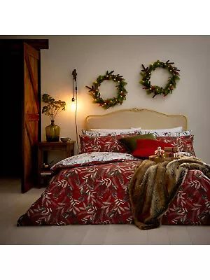 Laura Ashley Festive Robin Reversible Red/white Single Duvet Set Bnib • £39