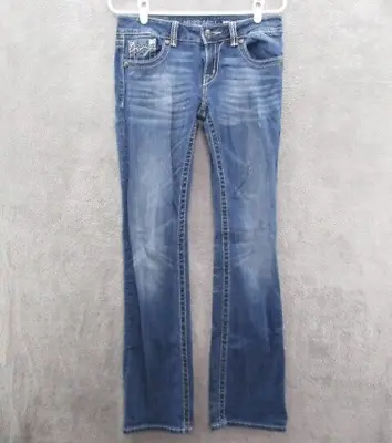 £24.45 • Buy Miss Me Jeans Womens 28 30x32 Blue Low-Rise Bootcut Medium Wash Stretch Denim