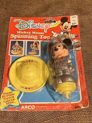 Vintage Disney Mickey Mouse Spinning Top By Arco Toys • $16.95