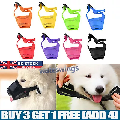 Dogs Pets Puppy Mesh Safe Mouth Covers Mask Adjustable Anti-Barking Biting Groom • £2.37