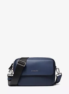 Michael Kors Hudson Blue Denim Pebbled Leather Utility Messenger Crossbody Bag • $149.98