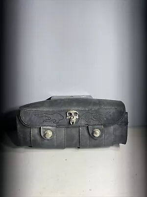 Winged Harley Davidson MotorCycle Handlebar Vintage Saddle Bag-Black Leather • $79.95