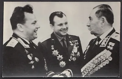 1968 First World Cosmonaut Space Yuri Gagarin Kozhedub Budyonny Photo Postcard • £18