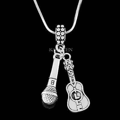 ~Nashville Tennessee TN Guitar Necklace~ Country Music Microphone Singer Jewelry • $34