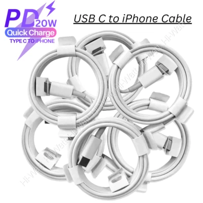$25.88 • Buy 6-Pack 3/6Ft PD Fast Charger Cord USB-C To IPhone Cable For IPhone 12 11 Pro Max