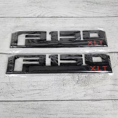 2x Side Fender Emblem F-150 XLT Left Right Letter Nameplate Badge Black Red NEW • $21.99