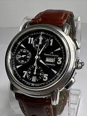 MAURICE LACROIX 40mm Chronograph Day Date Automatic Men's Watch Black Dial 50M • $895