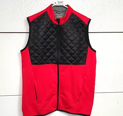 Adidas Climaheat Men's Large Red Black Stretch Full Zip Quilted Mock Neck Vest • $35.27