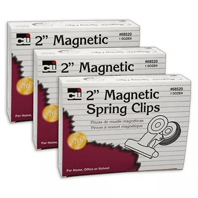 Charles Leonard Magnetic Spring Clips 2  12 Per Box 3 Boxes CHL68520-3 UPC... • $39.99