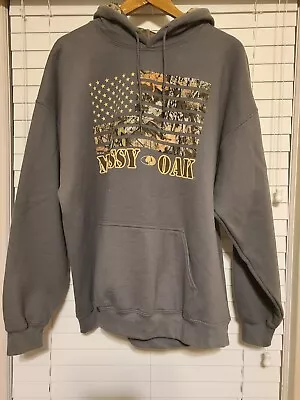 Very Nice Mossy Oak Men's American Flag Cotton Hoodie Size XL Gray. FREE SHIPPIN • $25.95