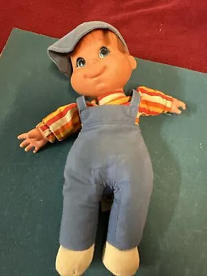 Mattel Biffy BABY BEANS Boy Doll 1970 Vintage Toy Rare Conductor Overalls Clean • $15