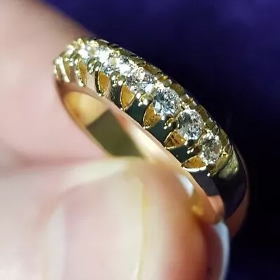 £6.49 • Buy Womans Size P. 8 Piece White Diamond Set Yellow Gold Plated Band Ring