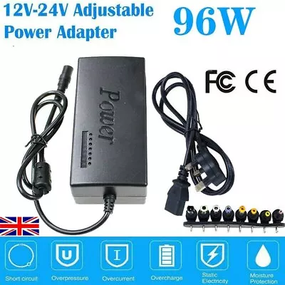 Universal Power Supply Charger 96W 12V-24V AC/DC Adapter For Laptop HP Adaptor • £22.79