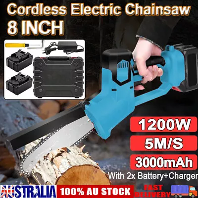 8'' Cordless Electric Chainsaw Wood Cutter Saw 2x Battery Charger For Makita 18V • $95.99