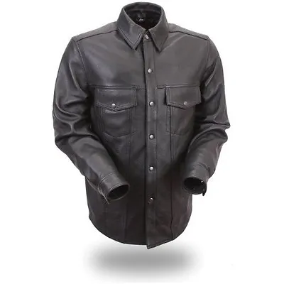 First Manufacturing Men's Lightweight Leather Shirt (Black) • $179.99