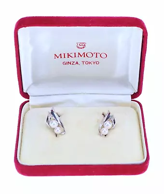 MIKIMOTO Pearl Earrings 4mm 5mm White Pearl Silver With Box Japan • $78