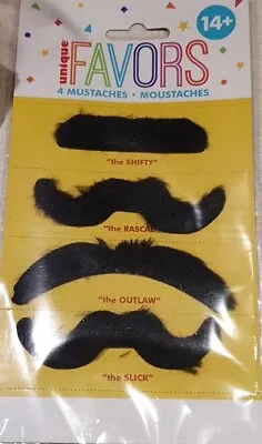 Assorted Designs Fabric Black Moustache Favours - Pack Of 4 • $4.30