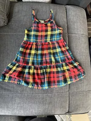 Hanna Anderson Girls Plaid Dress Size 130 US 8 Cotton Ruffles • $9.99