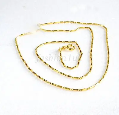 Women 24K Yellow Gold Plated 45cm 17.5  Bamboo Node Rod Chain Choker Necklace • £11.36