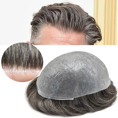 Ultra Thin Skin Mens Toupee Hairpiece Invisible Poly PU Hair Replacement Systems • $129